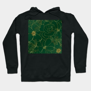 Elegant Gold Roses Floral Drawing Green Design Hoodie